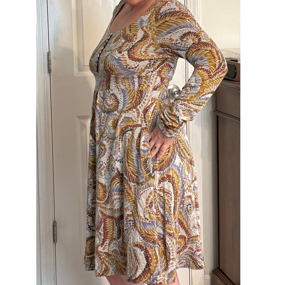 Ric Rac by Anthropologie Paisley Midi Dress Earth Tones Size Small - Picture 6 of 11